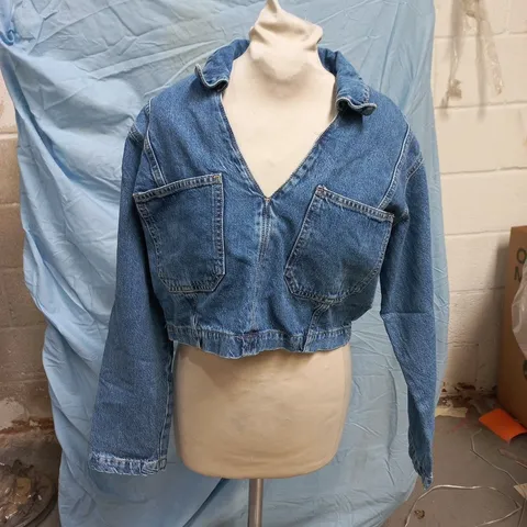 ZARA DENIM CROPPED DEMIN PULL-OVER JACKET SIZE MEDIUM