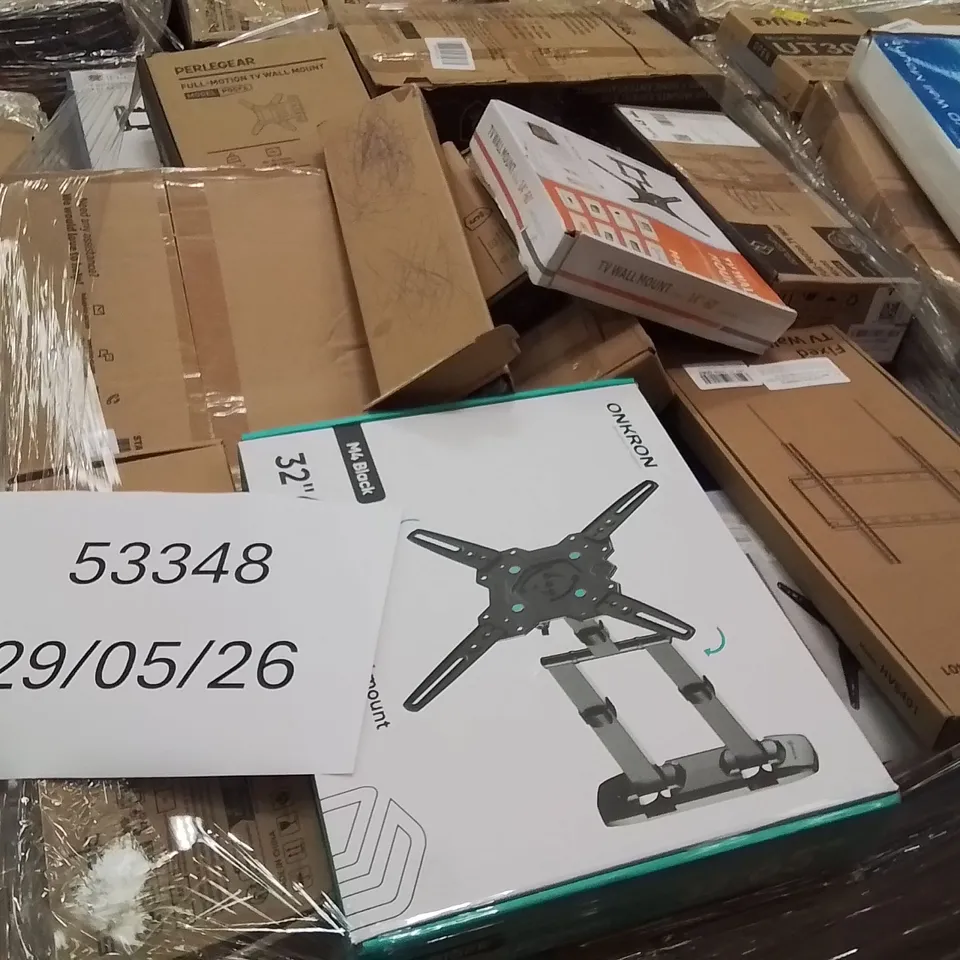 PALLET CONTAINING A LARGE QUANTITY OF WALL MOUNTED BRACKETS 