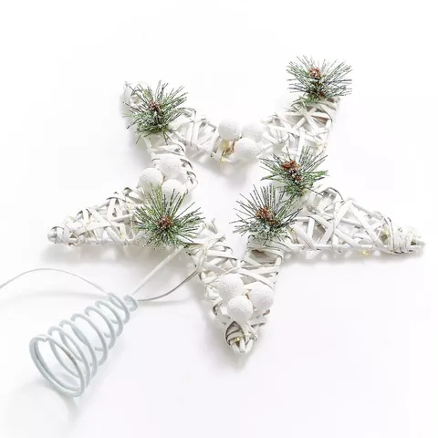 PRE LIT WHITE STAR TREE TOPPER