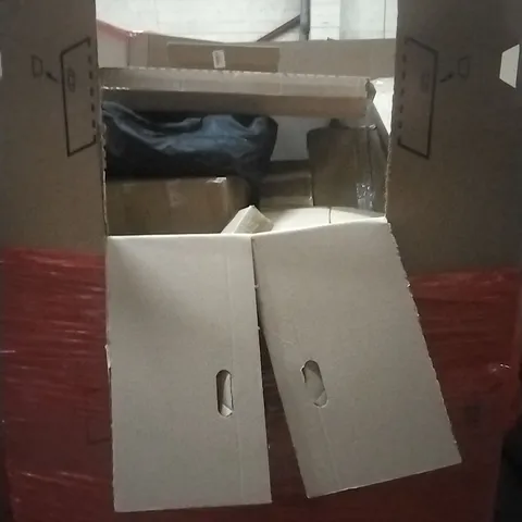 PALLET OF HOUSEHOLD ITEMS TO INCLUDE MONITOR, CHRISTMAS TREE, WALL LIGHT, DOOR WREATH  AND OTHER ASSORTED ITEMS...