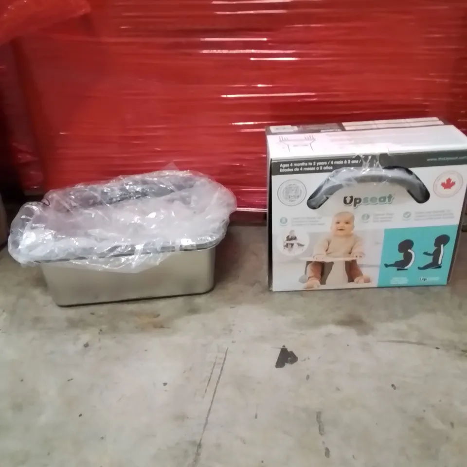 PALLET OF ASSORTED HOUSEHOLD GOODS AND PRODUCTS TO INCLUDE;BABY UPSEAT,CAT LITTER TRAY