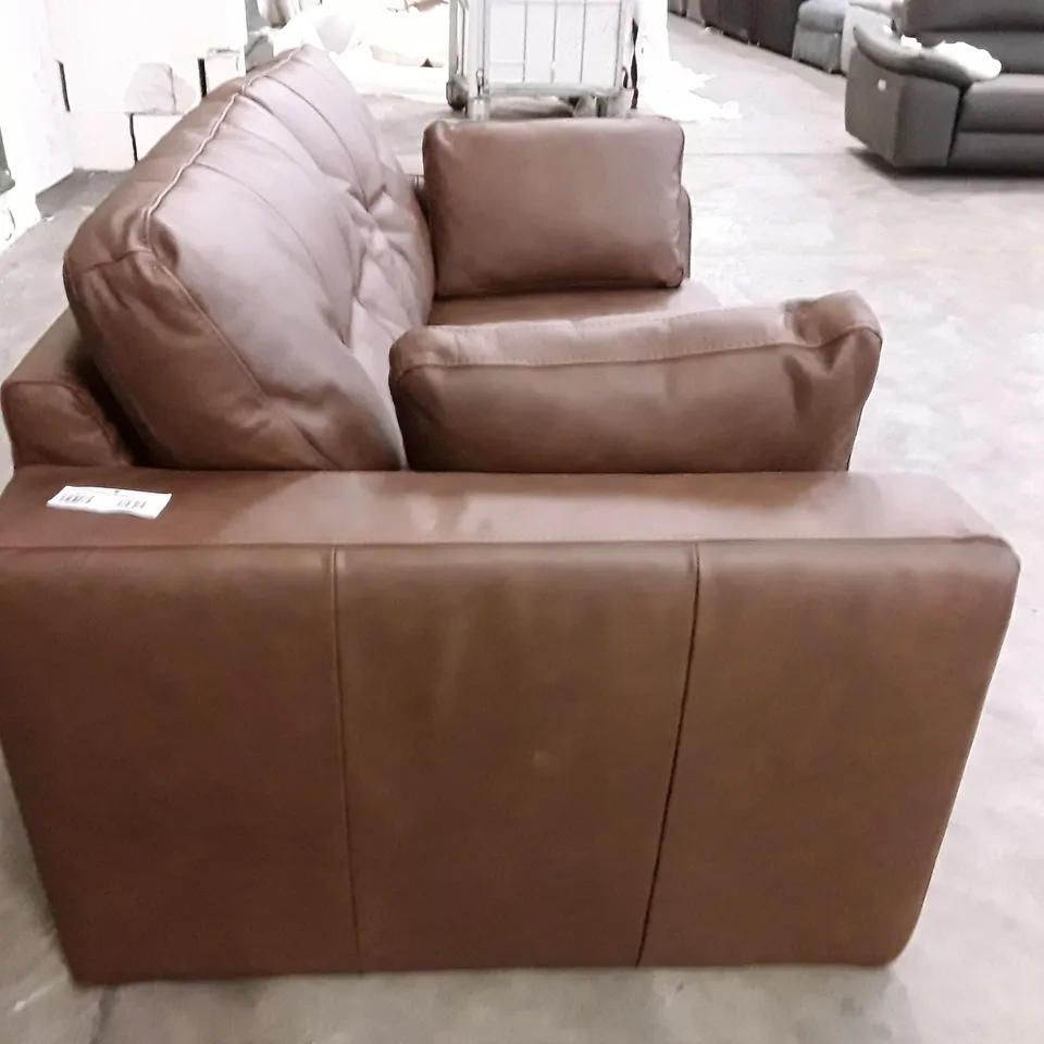 DESIGNER ARDEN 2 SEATER SOFA - BROWN LEATHER 