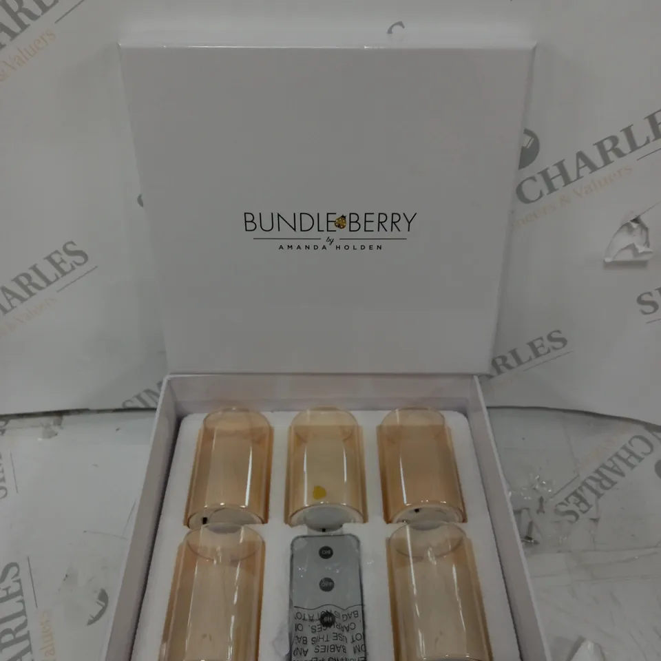BOXED BUNDLEBERRY GOLD FLAME CANDLE SET