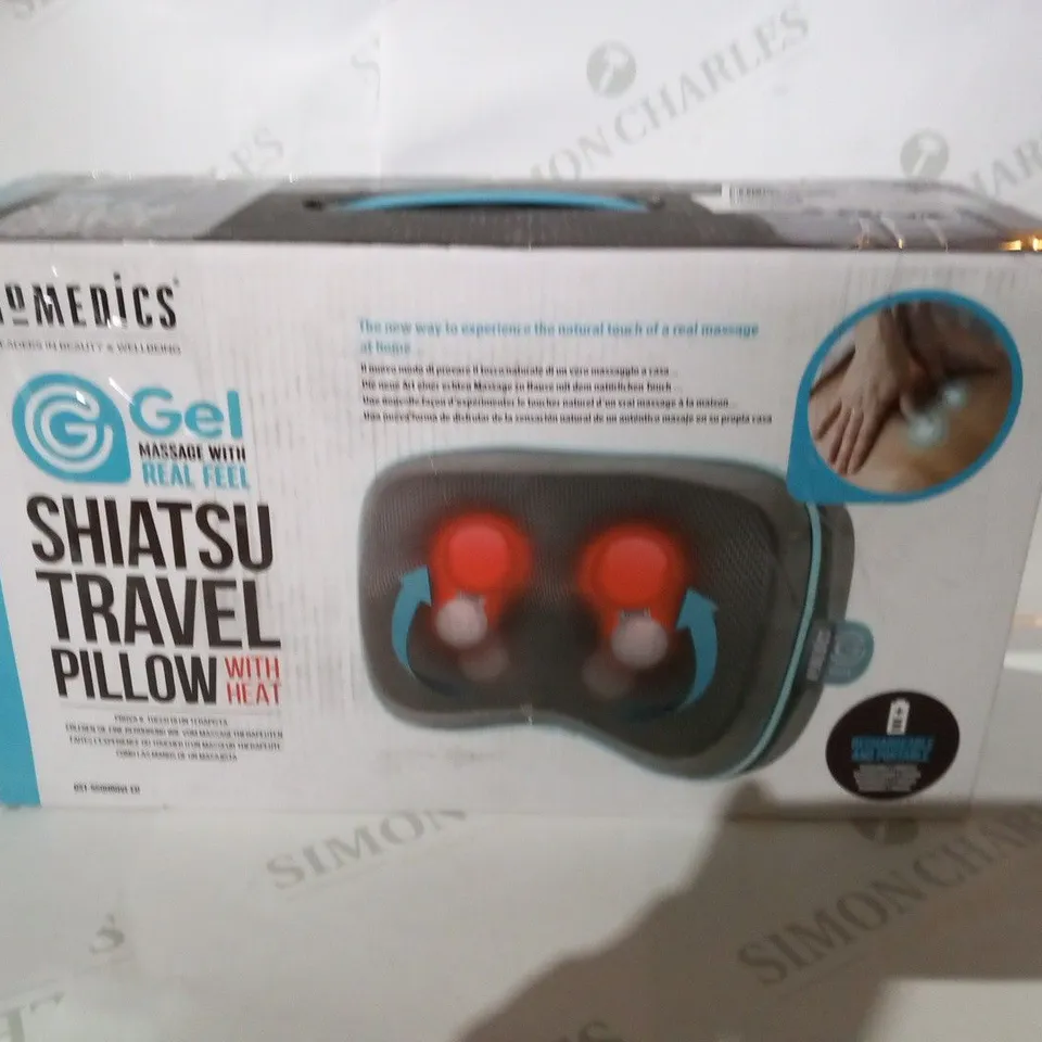BOXED HOMEDICS GEL MASSAGE WITH REAL FEEL SHIATSU TRAVEL PILLOW WITH HEAT GST-550HRQVI-EU