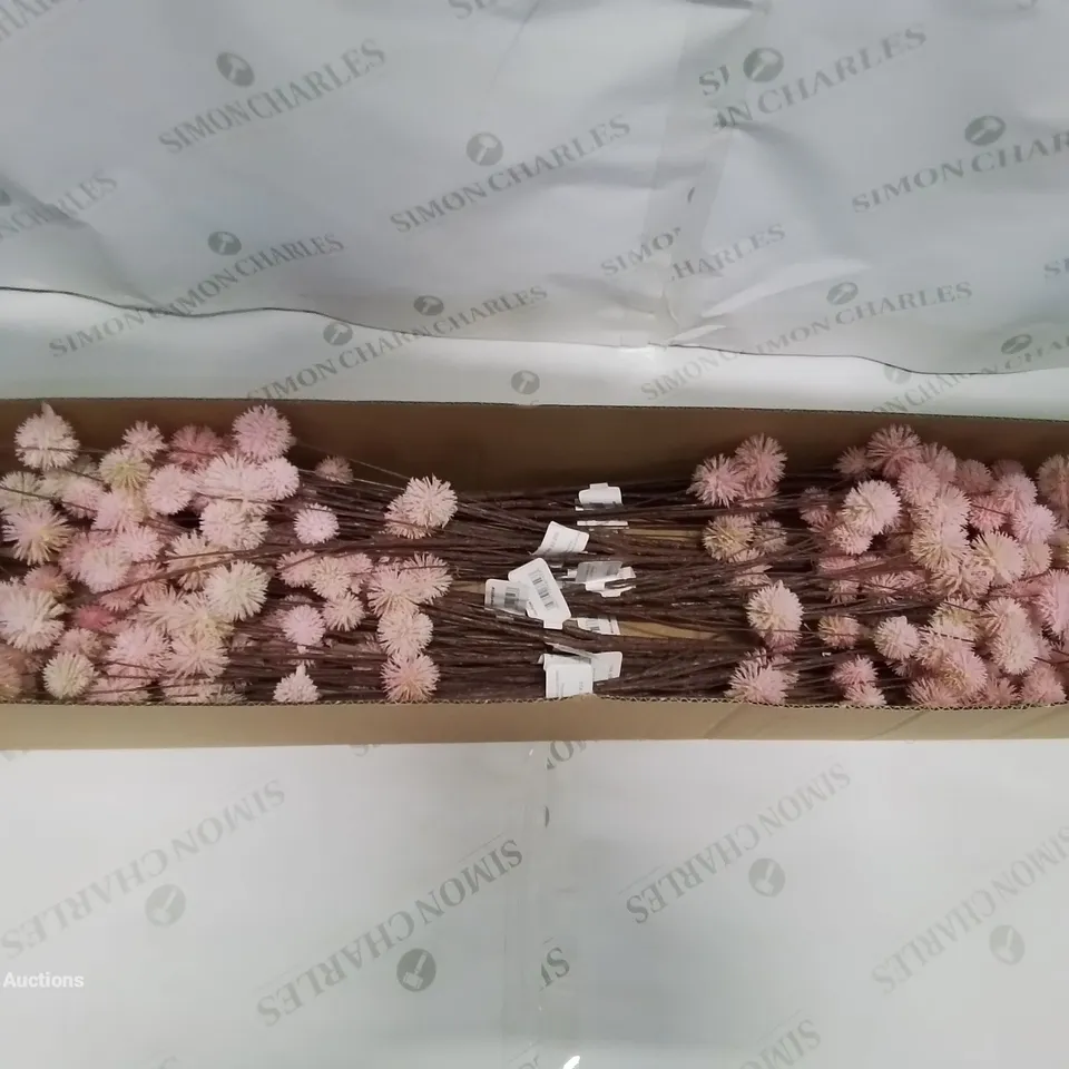 PALLET CONTAINING APPROXIMATELY 60 BOXES OF FAUX PINK POM POM STEMS