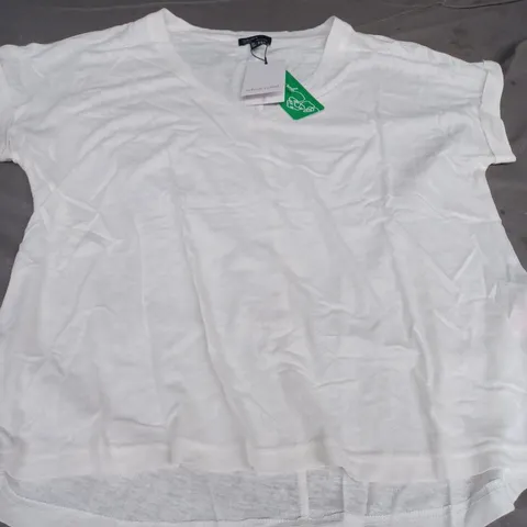 NOBODY'S CHILD SLUB V NECK T-SHIRT, WHITE - UK SIZE M