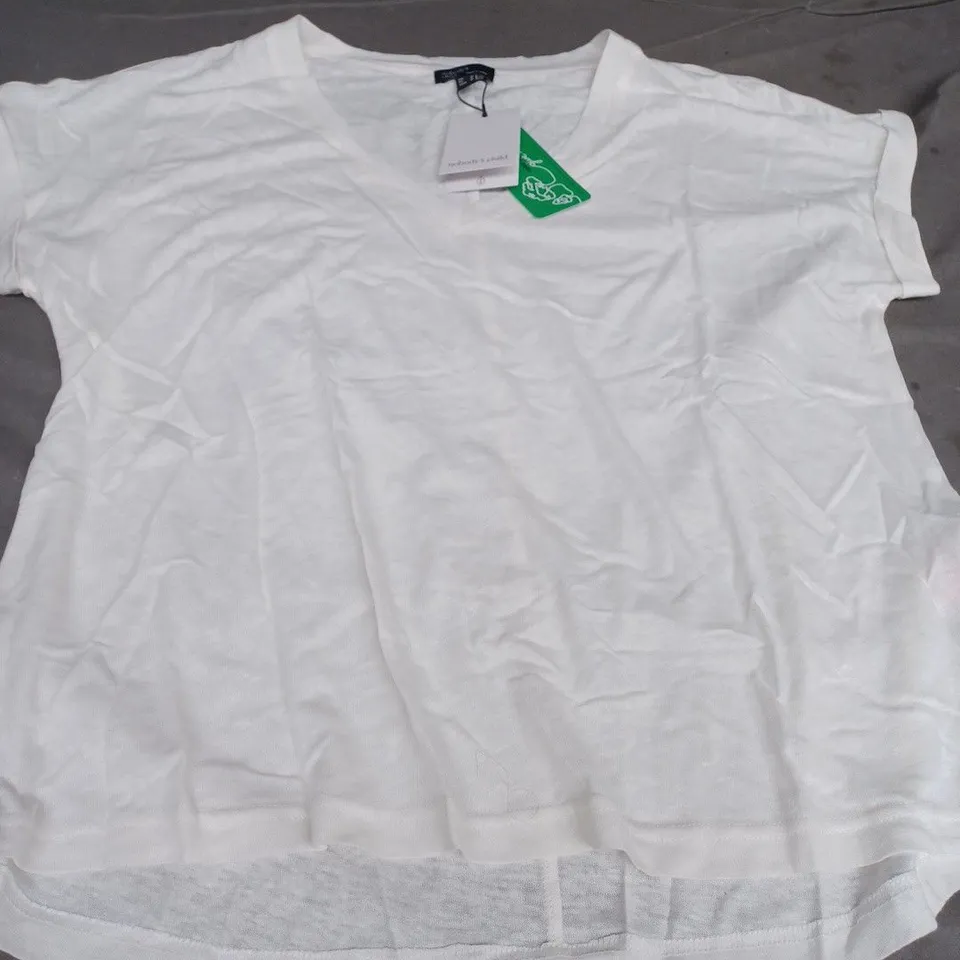 NOBODY'S CHILD SLUB V NECK T-SHIRT, WHITE - UK SIZE M