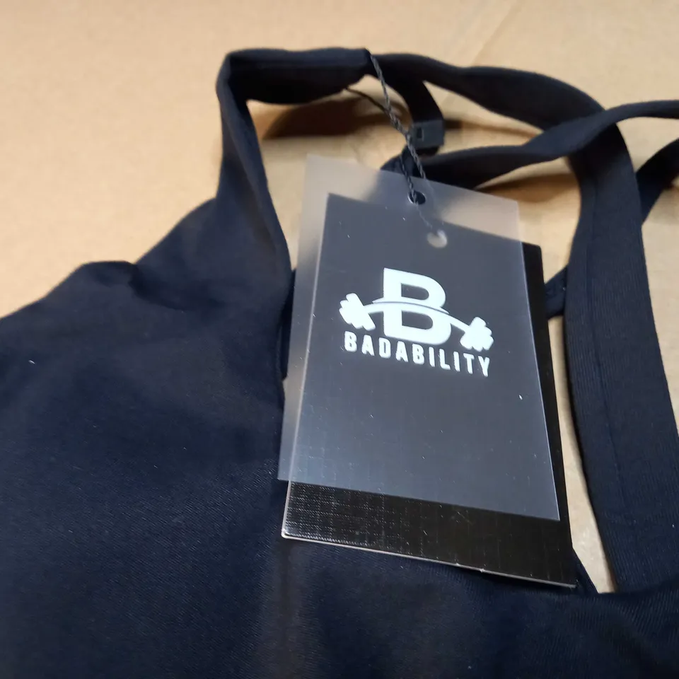 BADABILITY BLACK/LOGO SPORTS BRA