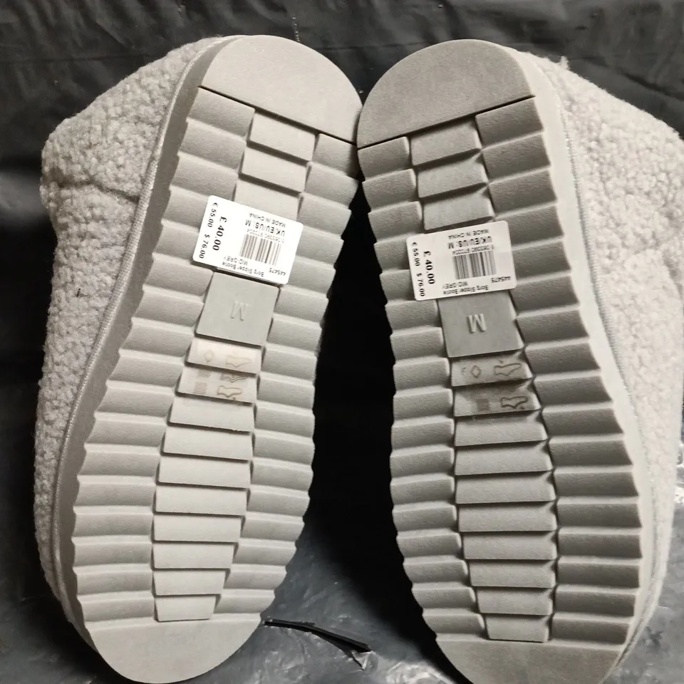 WHITE STUFF BORG SLIPPER BOOTIES IN GREY - UK  M