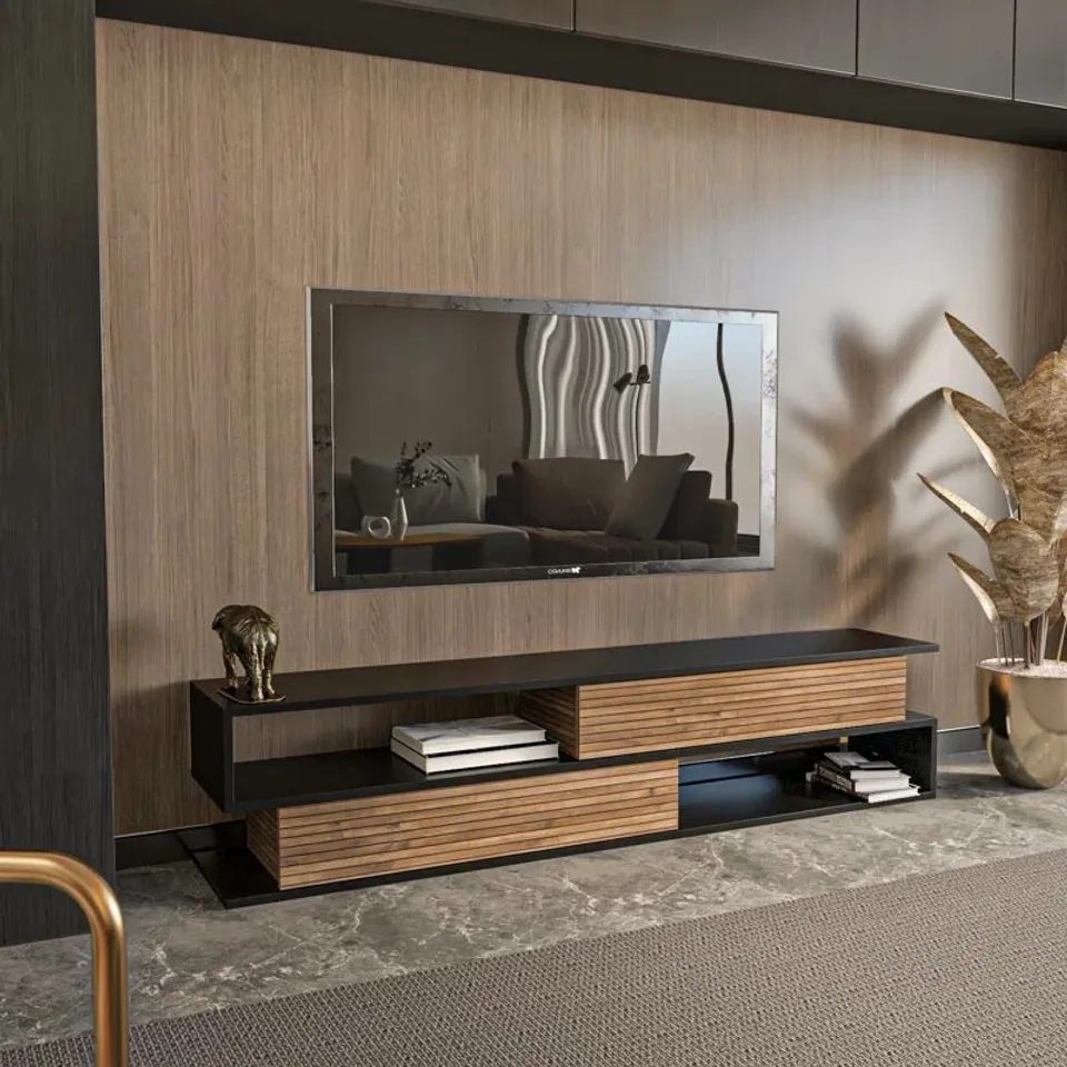 BOXED CORTEZ TV UNIT FOR TVS UP TO 71"