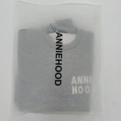 BAGGED ANNIEHOOD APPLIQUE SWEATSHIRT IN GREY MELANGE SIZE MEDIUM