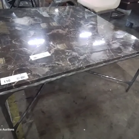 DESIGNER MEDIUM SQUARE BLACK MARBLE COFFEE TABLE ON METAL SUPPORTS 