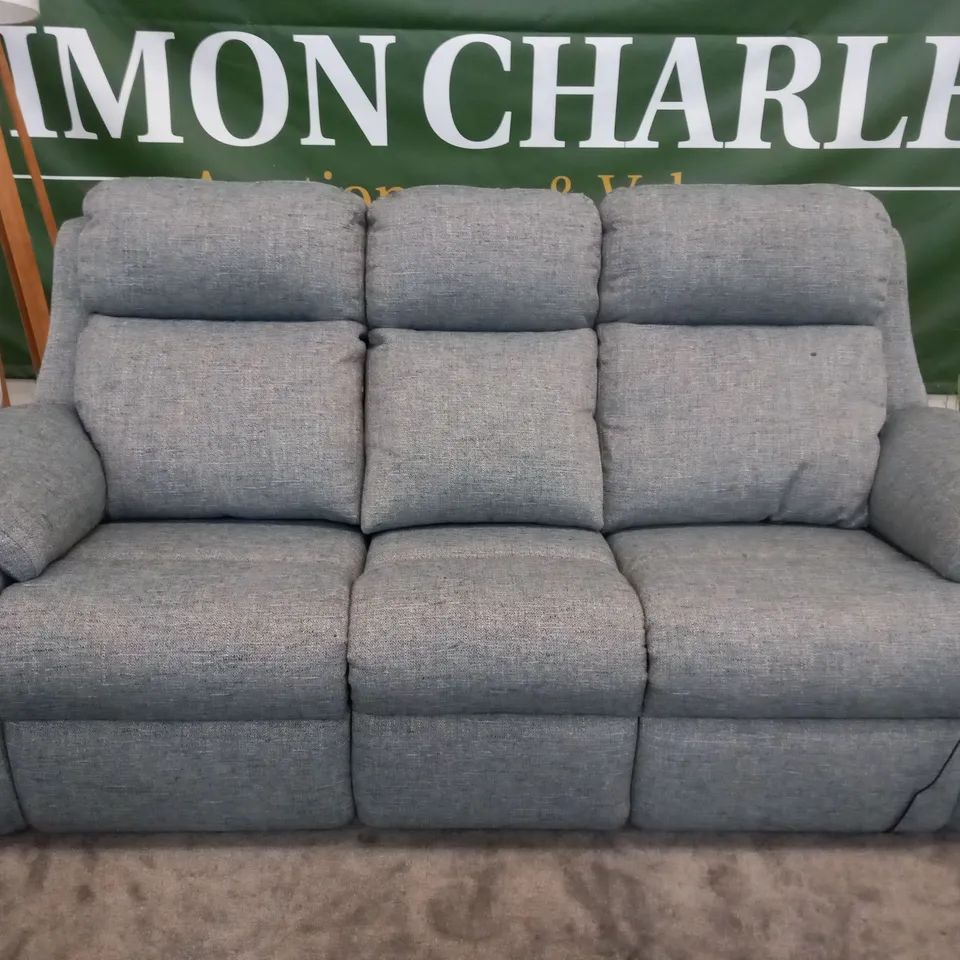DESIGNER G PLAN KINGSBURY DAPPLE KINGFISHER ELECTRIC RECLINING THREE SEATER SOFA
