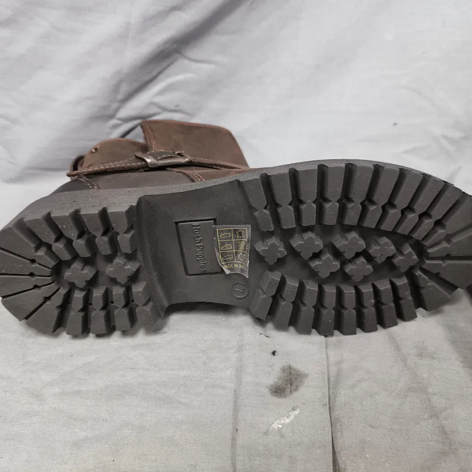 HUSH PUPPIES WATERPROOF BOOTS IN BROWN - SIZE 7