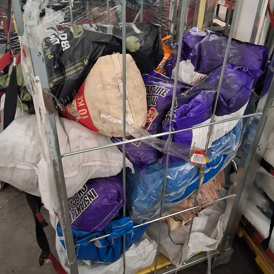 CAGE CONTAINING ASSORTED BAGS OF CHARCOAL