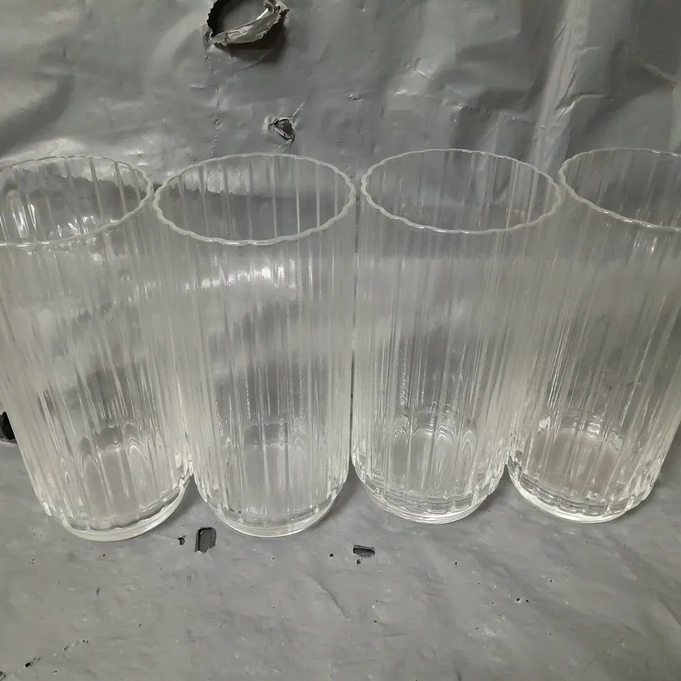 SET OF 4 RIBBED HI-BALL GLASSES