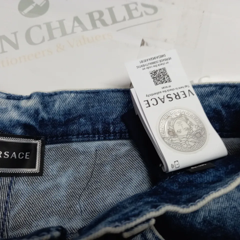 VERSACE EMBELLISHED DENIM SHORTS - 12 YEARS 