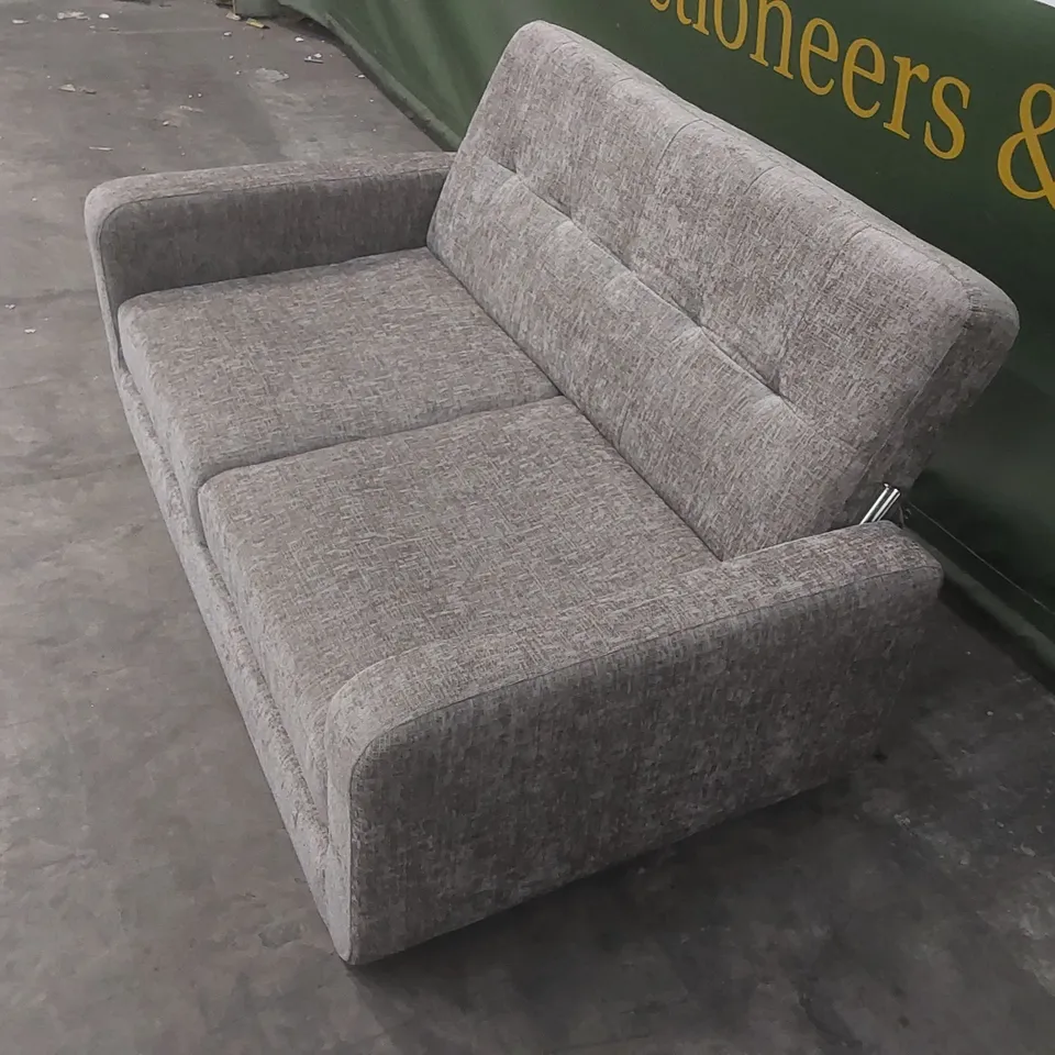 DESIGNER GREY FABRIC SMALL TWO SEATER SOFA 