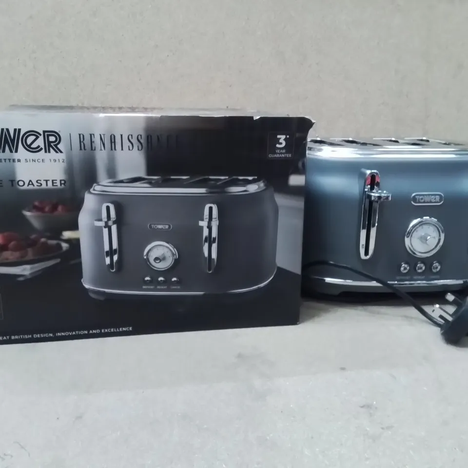 BOXED TOWER 4 SLICE TOASTER GREY