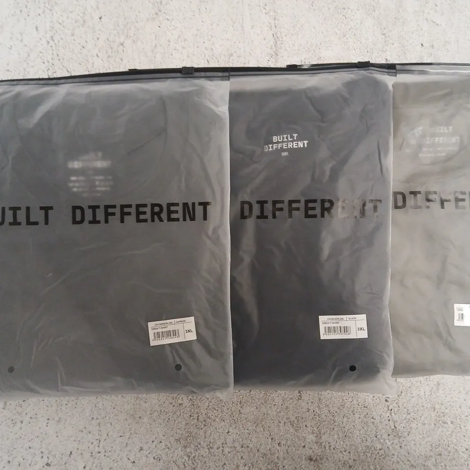 SET OF APPROXIMATELY 10 ASSORTED BUILT DIFFERENT T-SHIRTS/SHIRTS IN VARIOUS COLOURS AND SIZES