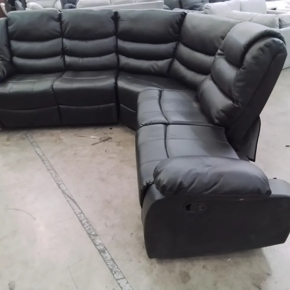 DESIGNER MANUAL RECLINING CORNER GROUP BLACK LEATHER 