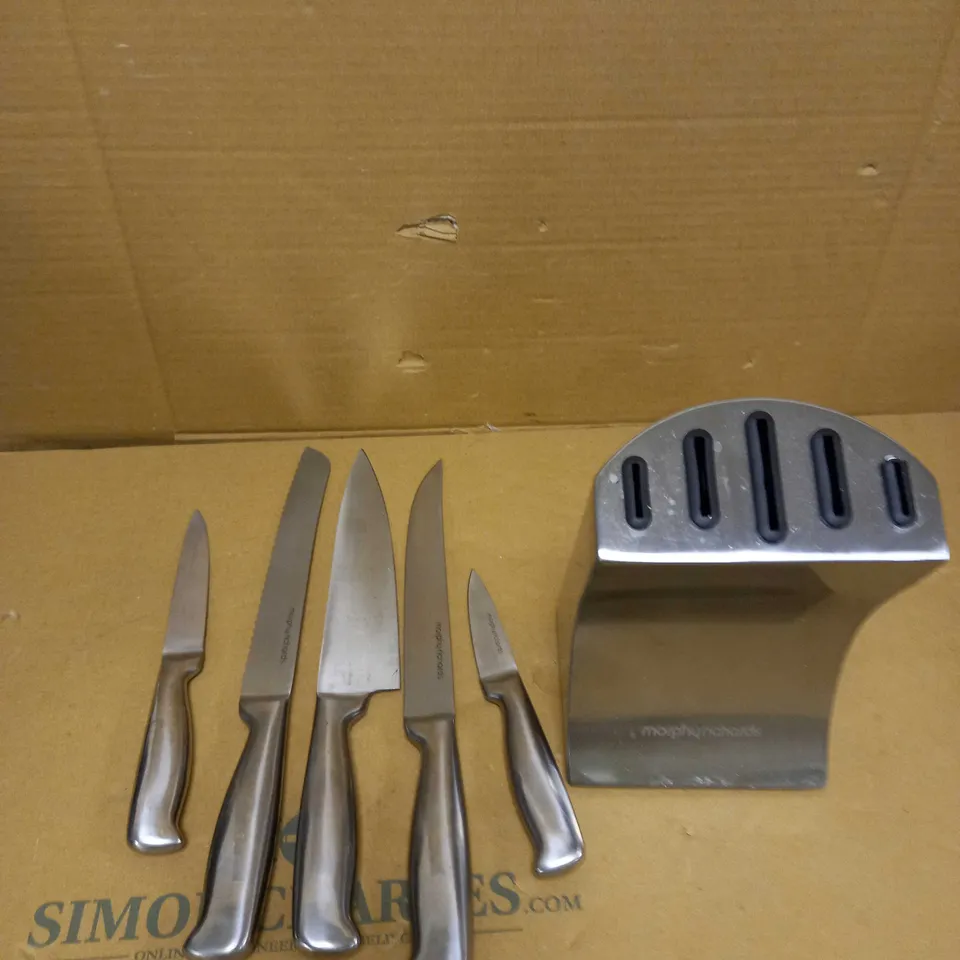 MORPHY RICHARDS ACCENTS STAINLESS STEEL KNIFE BLOCK