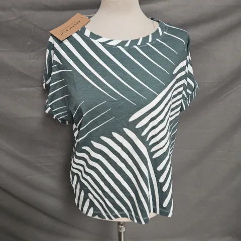 CELTIC & CO SLUB JERSEY GROWN ON SLEEVE TEE IN DARK SAGE SIZE 14