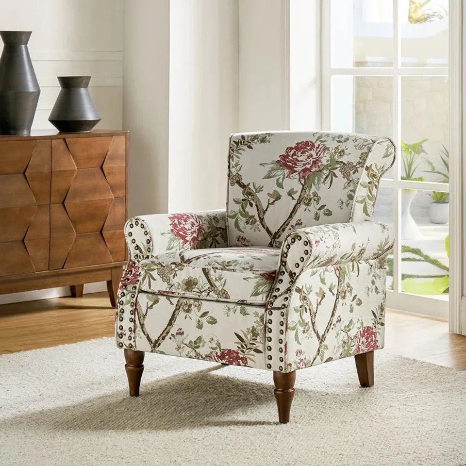 BOXED VALLONIA FLORAL 79CM WIDE ARMCHAIR - FLORAL