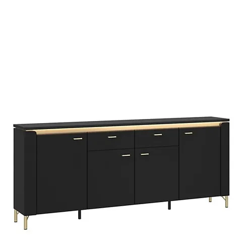 BOXED GENOA SIDEBOARD 4 DOOR 2 DRAWER IN BLACK MATT/GOLD (3 BOXES)
