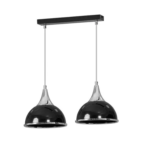 BOXED EMIBIG POLO 2-LIGHTS MODERN CEILING PENDANT, BLACK WITH METAL SHADE H80 X W45 X D19 CM