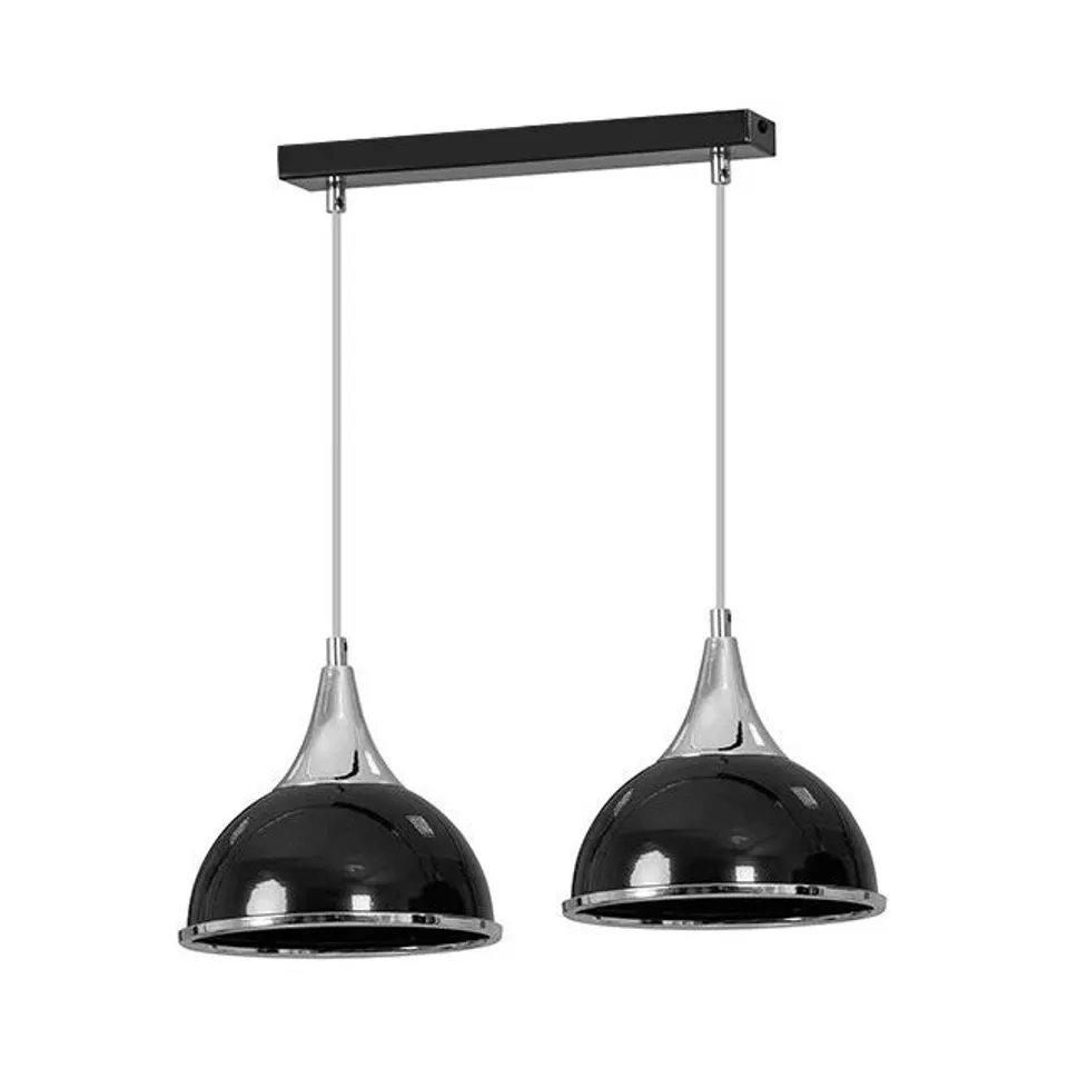 BOXED EMIBIG POLO 2-LIGHTS MODERN CEILING PENDANT, BLACK WITH METAL SHADE H80 X W45  X D19 CM