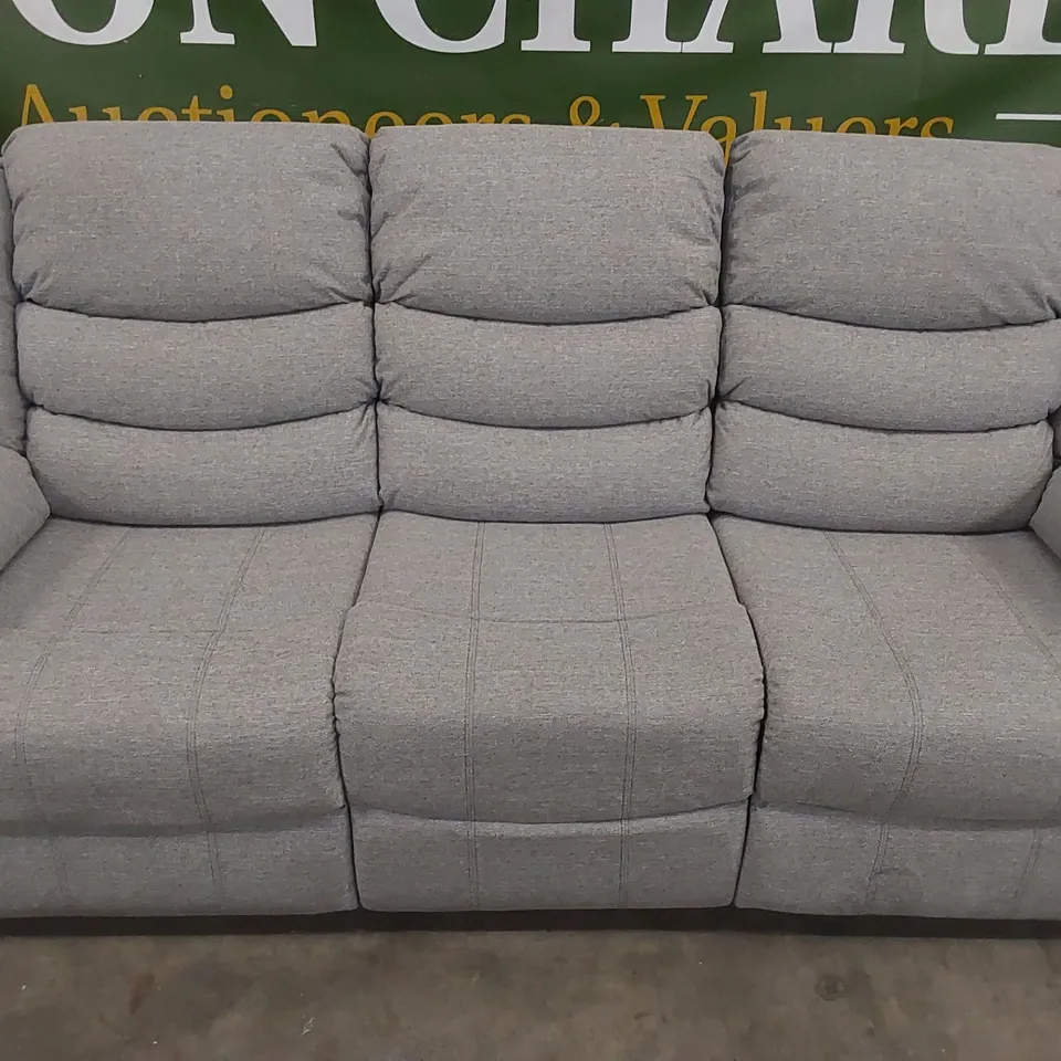 SORRENTO 3-SEATER LIGHT GREY FABRIC UPHOLSTERED MANUAL RECLINER SOFA