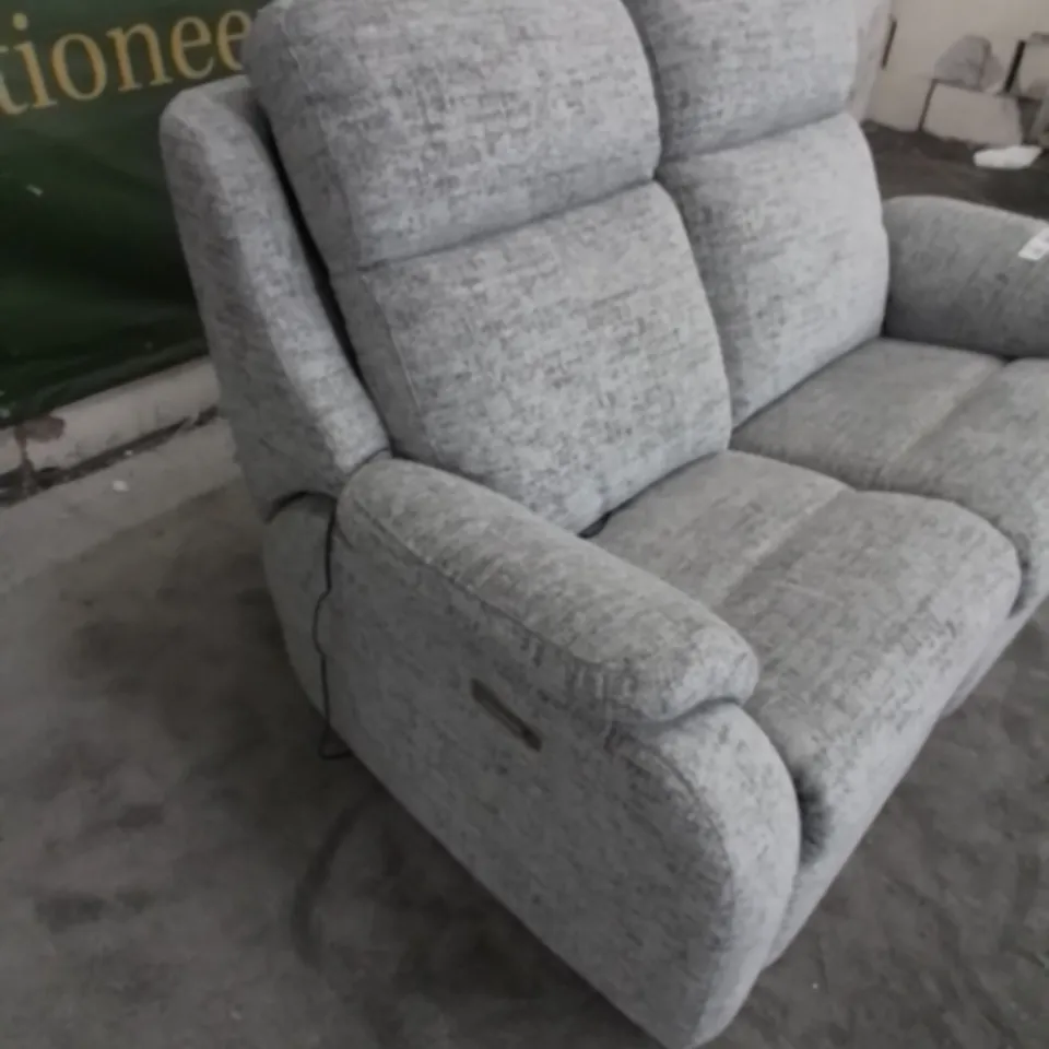 DESIGNER G PLAN MADE KINGSBURY ULTIMA SLATE FABRIC ELECTRIC RECLINING TWO SEATER SOFA