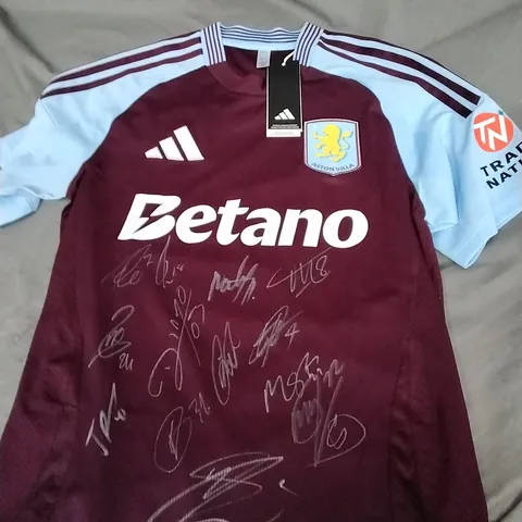 SIGNED ASTON VILLA FOOTBALL HOME JERSEY SIZE SMALL 