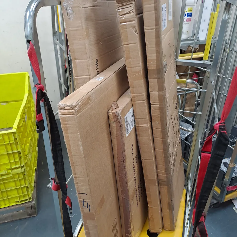 CAGE OF 5 BOXED DAMAGED MIRRORS IN VARIOUS SIZES
