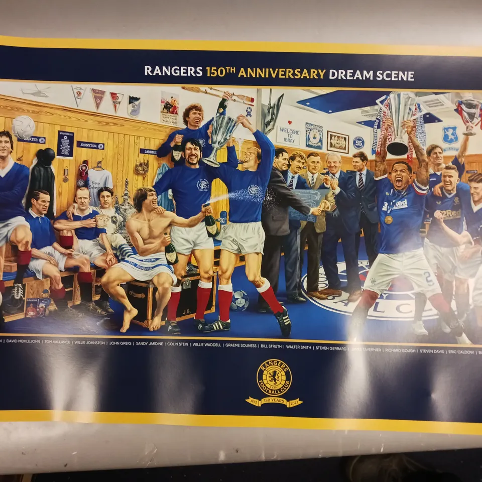 SIGNED RANGERS FOOTBALL CLUB 150TH ANNIVERSARY DREAM SCENE ART PRINT