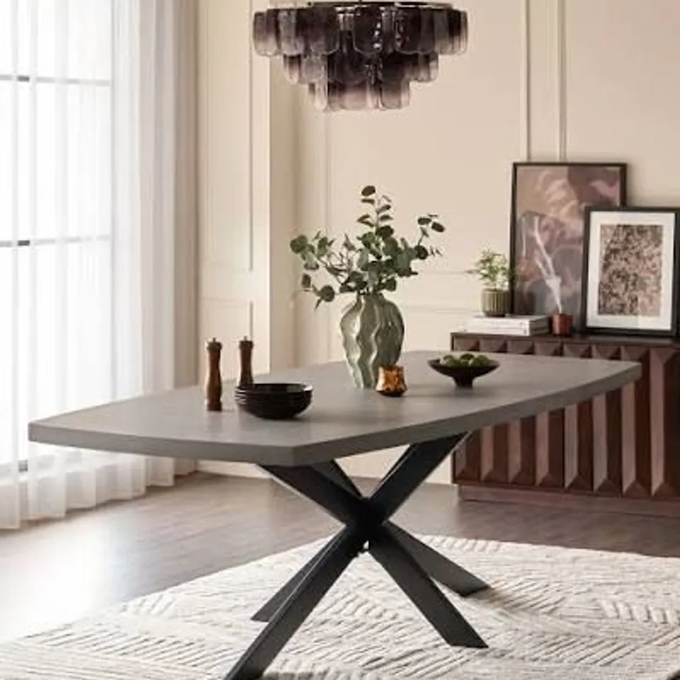 BOXED DANETTI DONATO DARK GREY 10 SEATER DINING TABLE (2 BOXES)