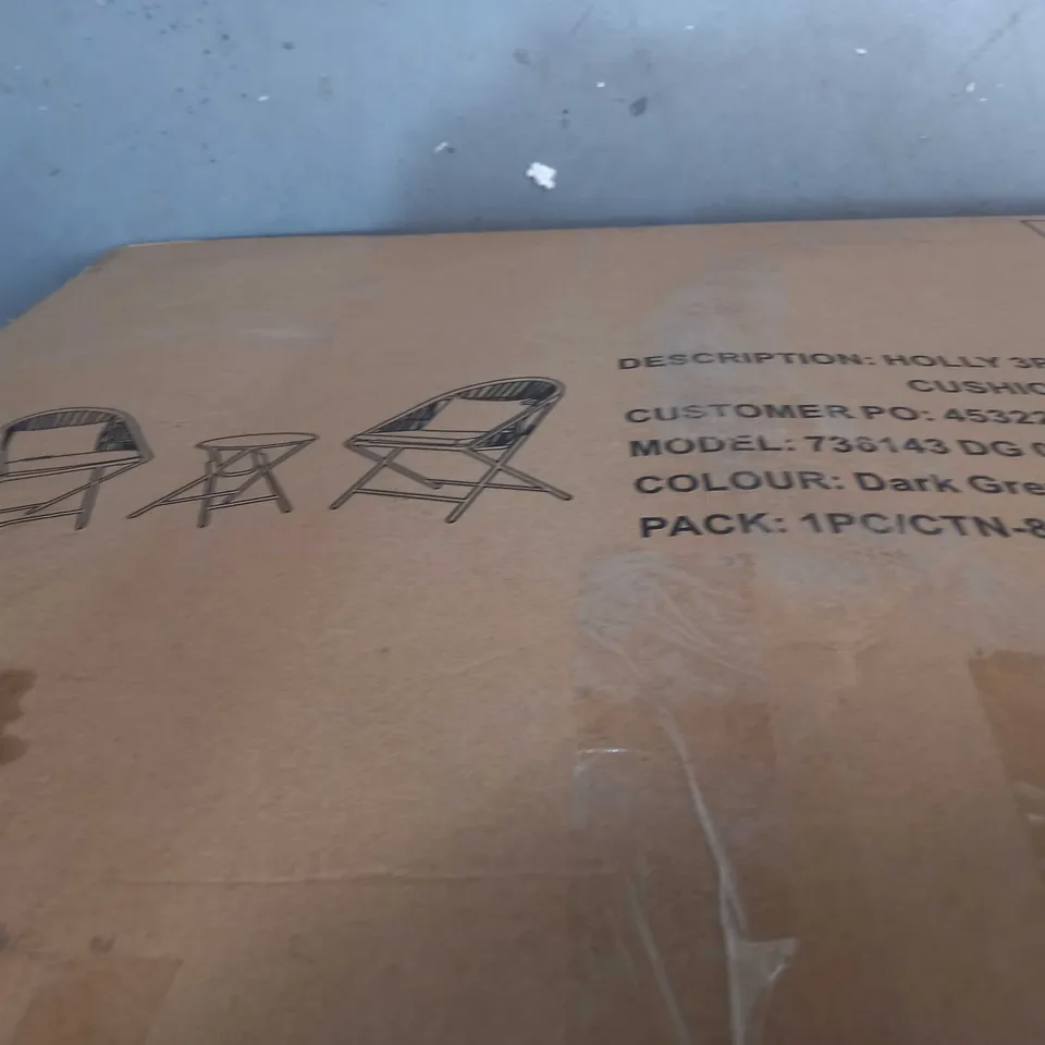 INNOVATORS COLLAPSIBLE 3 PIECE HOLLY BISTRO SET, DARK GREY