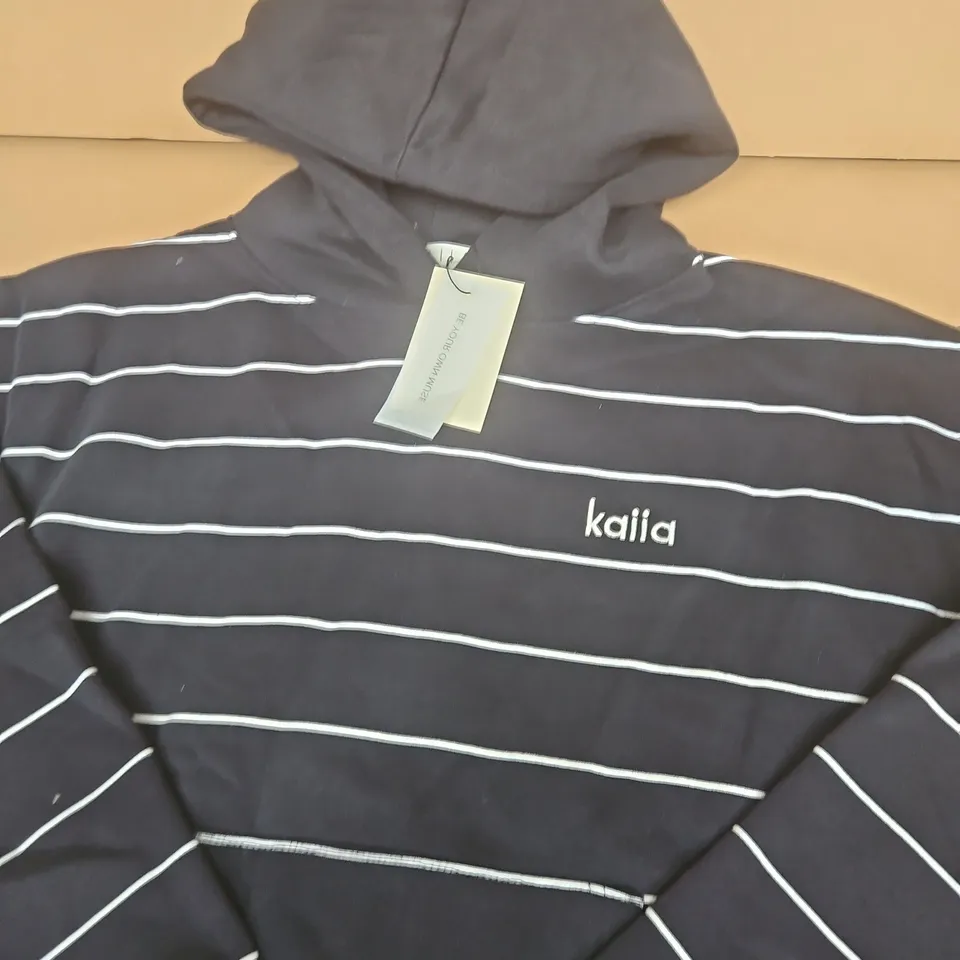 KAIIA PINSTRIPE OVERSIZED HOODIE - SIZE 10