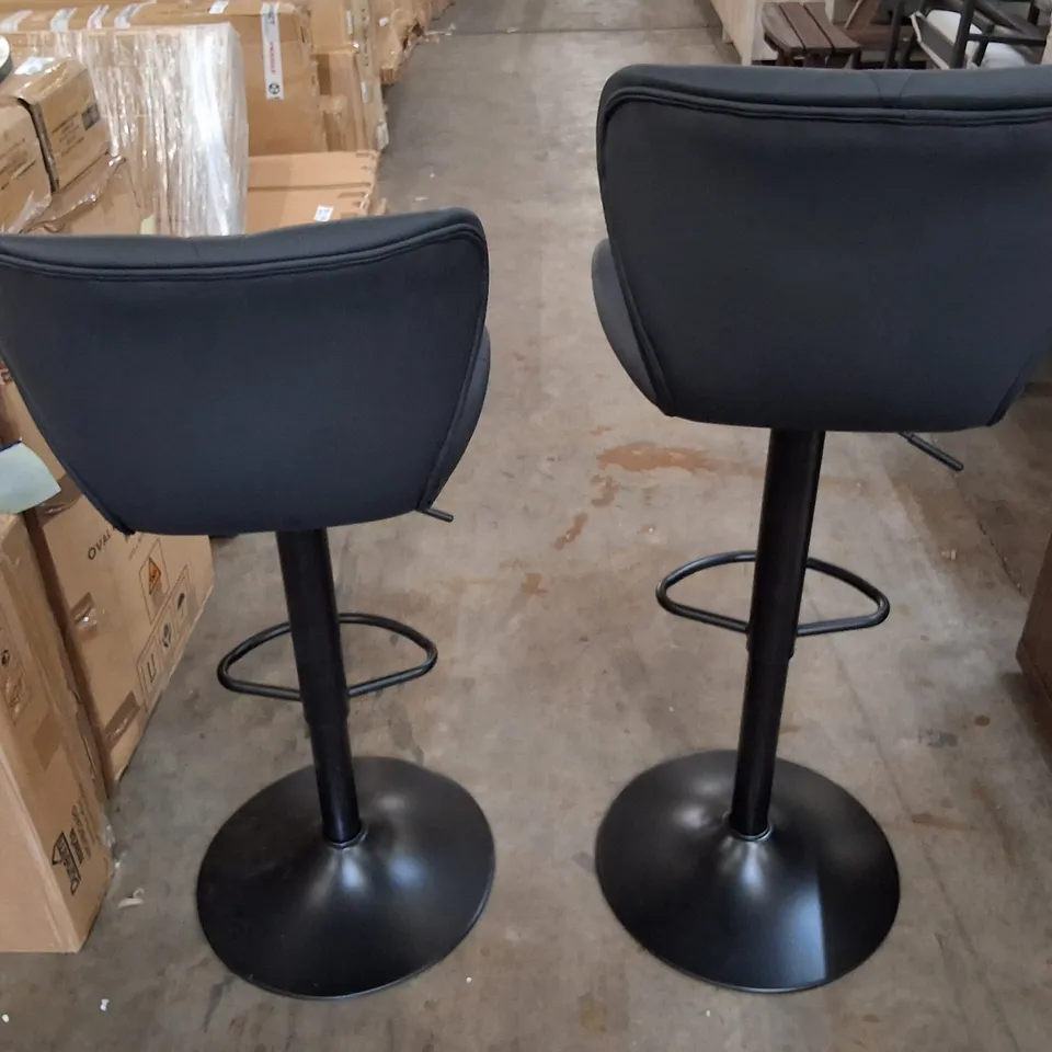 HIGGINSPORT 85CM HEIGHT ADJUSTABLE BAR STOOLS (SET OF 2) - BLACK 