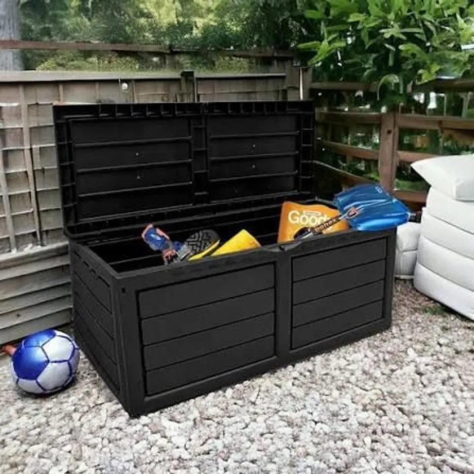 BOXED NEO GARDEN 320L BLACK OUTDOOR STORAGE BOX (1 BOX)