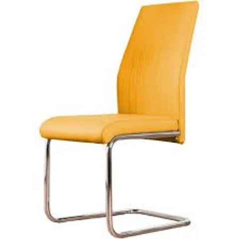 BOXED PERTH DINING CHAIR, MUSTARD CLASSIC VELVET & CHROME 
