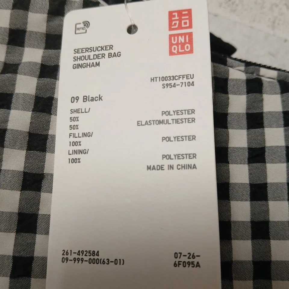 UNIQLO SEERSUCKER SHOULDER BAG – GINGHAM, BLACK/WHITE