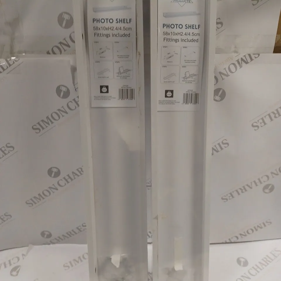 2 X OPTIMAL PRODUCTS PHOTO SHELVES IN WHITE 