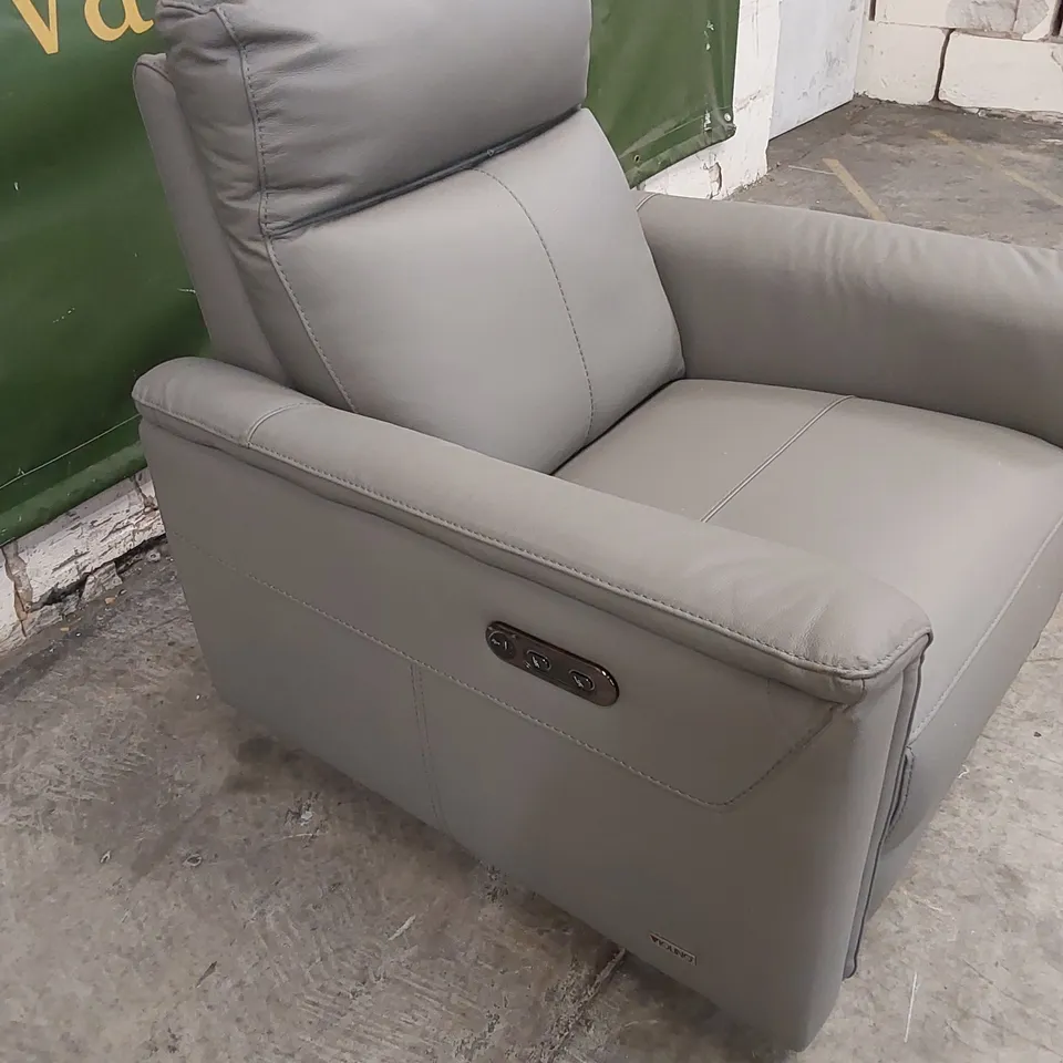 DESIGNER VIOLINO LEATHER UPHOLSTERED ELECTRIC RECLINER CHAIR - GREY