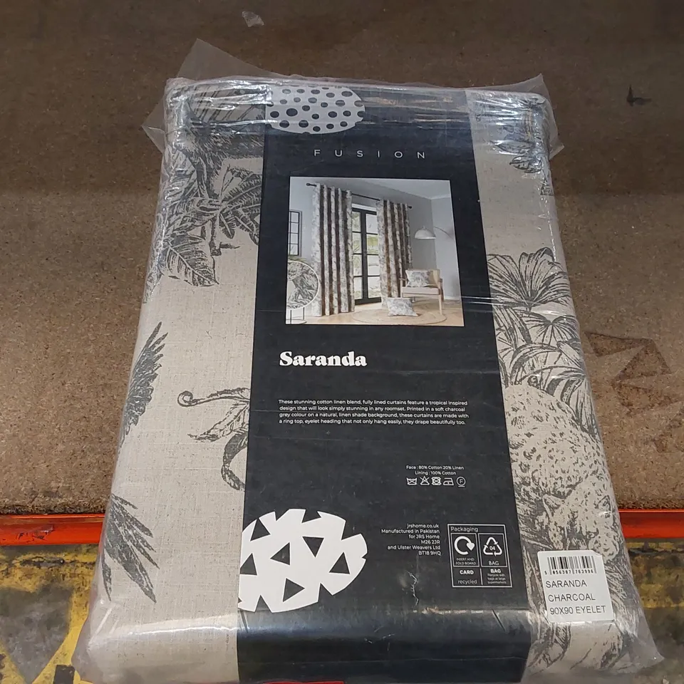 BAGGED EYELET ROOM DARKENING CURTAINS - SARANDA CHARCOAL // 90" X 90" (1 ITEM)