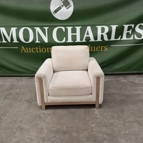 QUALITY DESIGNER LEILA FAWN FABRIC ARMCHAIR