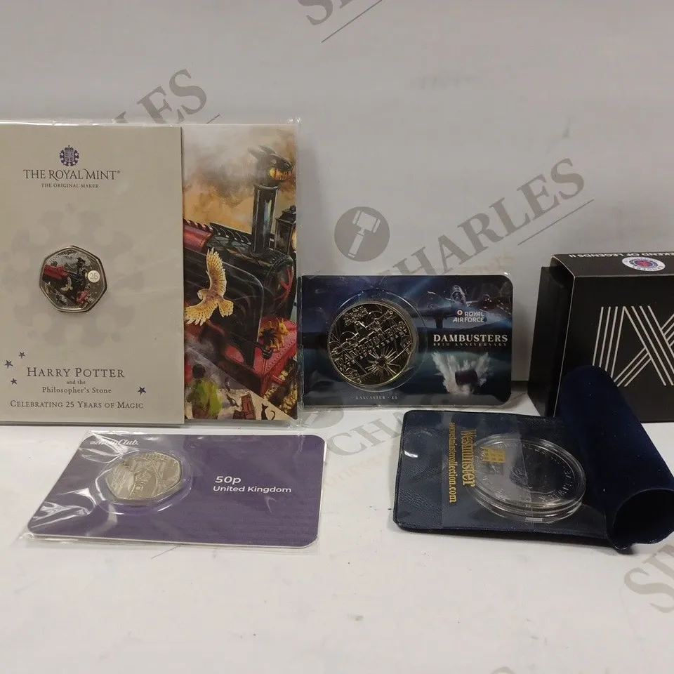 BOX TO CONTAIN APPROX. 7 X ASSORTED COLLECTORS & COMMEMORATIVE COINS. DESIGNS VARY 