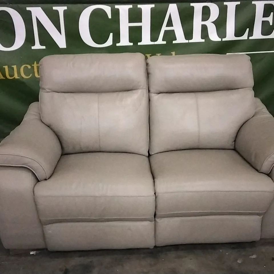 QUALITY DESIGNER CREAM LEATHER ELECTRIC RECLINER 2 SEATER SOFA