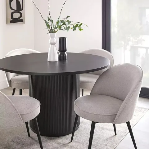 BOXED CARINA ROUND DINING TABLE & 4 CHAIRS - BLACK (4 BOXES)